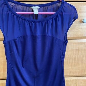Banana Republic Royal Purple Cap Sleeve Top with Sheer Inset XS